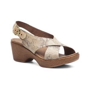 Dansko Taupe Snake Jacinda Nubuck heeled strappy Sandals size 38 leather